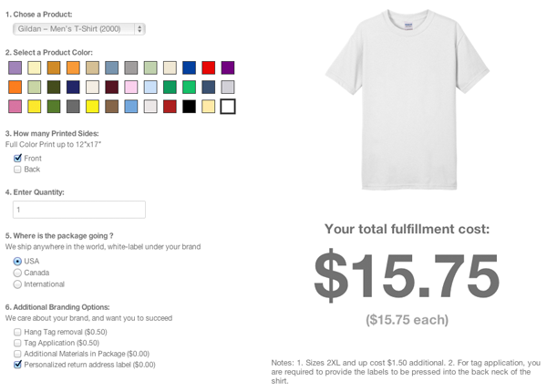 t-shirt fulfillment price wizard