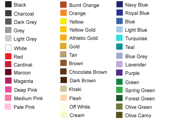 Embroidery Color Options